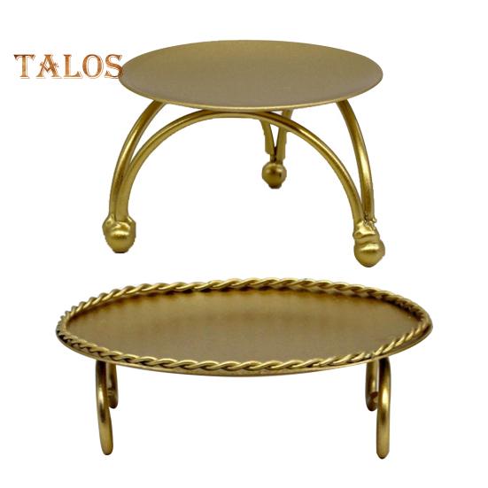 TDStore Neklouzavý geometrický kulatý kovový svícen Zlatý svícen pro domácí dekoraci