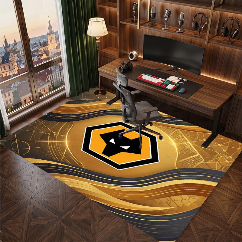 Wolverhampton Wanderers Football Print Crystal Velvet Rug, Comfortable Water Absorbent Non Slip Indoor Floor Carpet