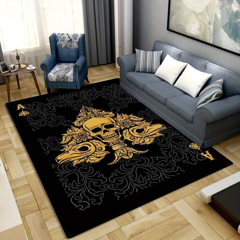 800 Grams Per Square Meter Crystal Velvet Carpet with Poker Card Pattern,Featuring Spades Design. This Non-Slip Mat Is Suitable for Living R