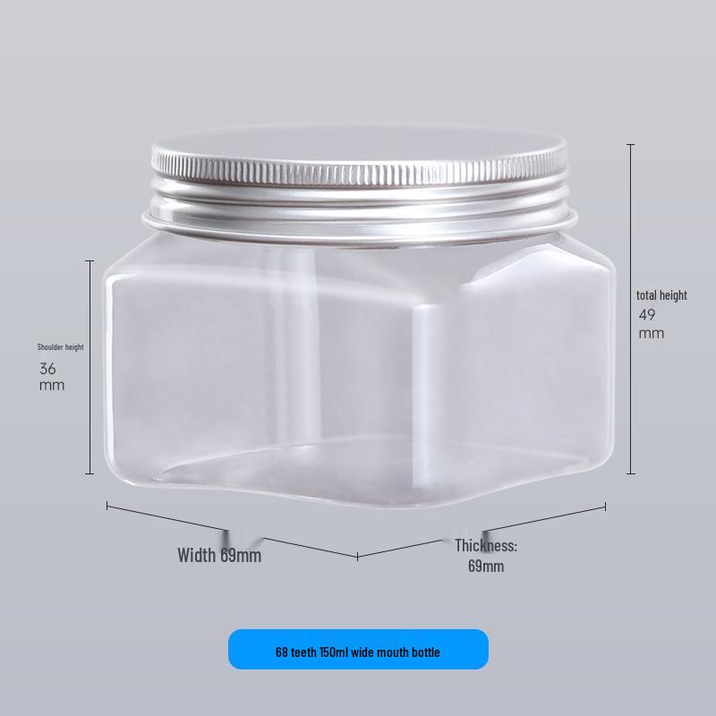 150ml Square Transparent Wide-Mouth PET Bottle for Cosmetic Packaging