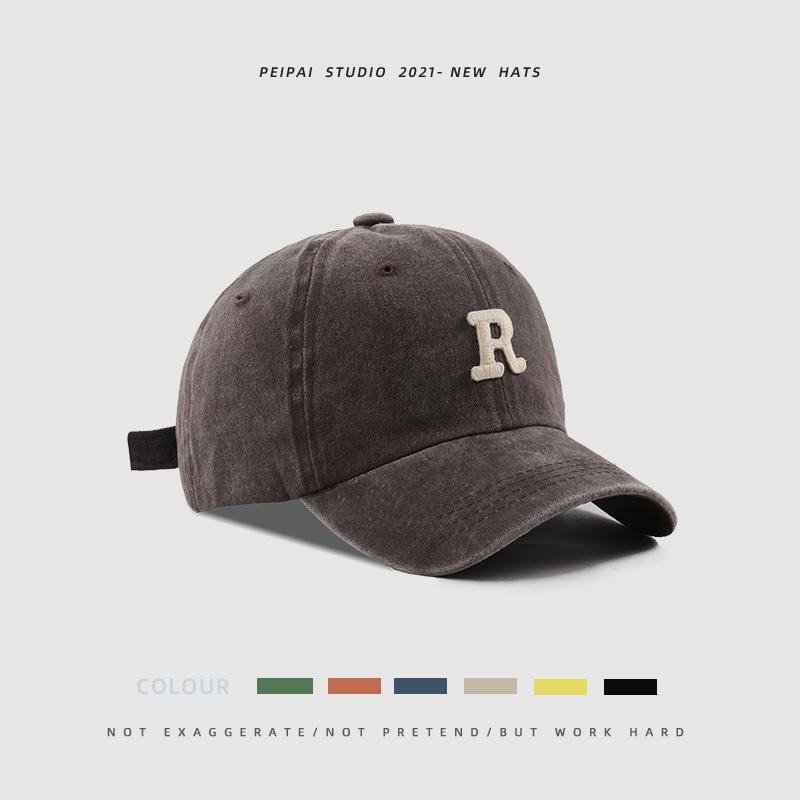 Retro casual patch sunscreen baseball cap student couple outdoor men s simple trendy cap M（56-58cm）