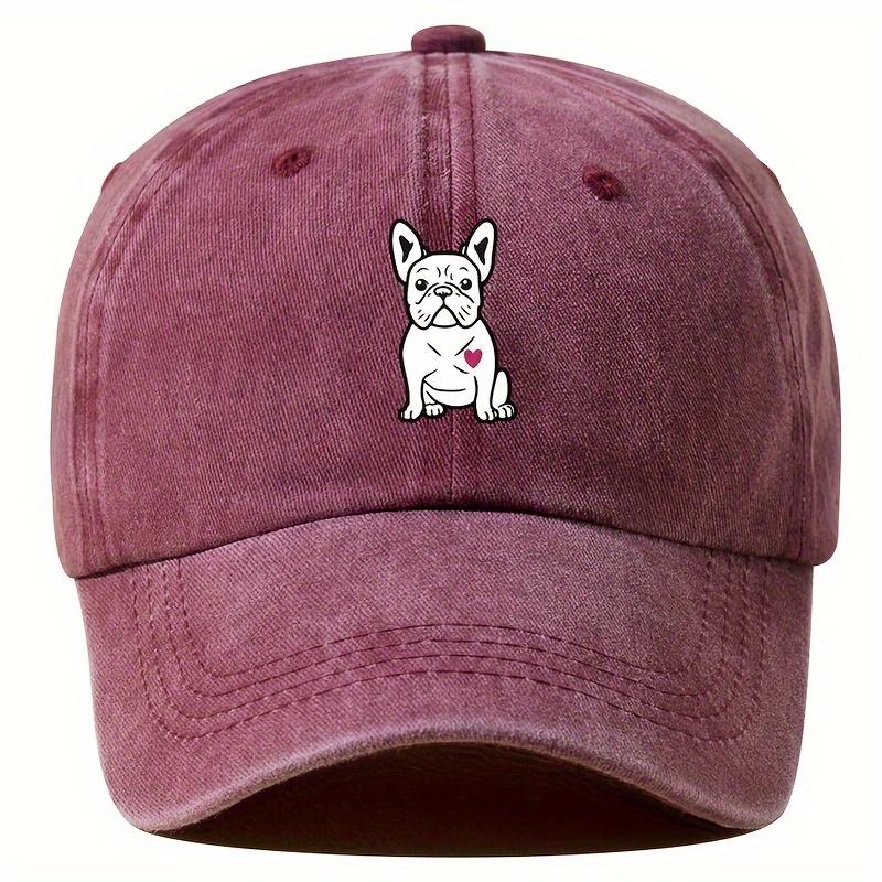 Retro baseball cap with fighting dog pattern design suitable for outdoor activities such as running, fishing, and hiking
