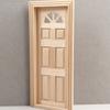 Rural Farmhouse Styles Unpainted Wood Door with Semicircular Sun Window for 1/12 Scale Doll House Scene Arrangement