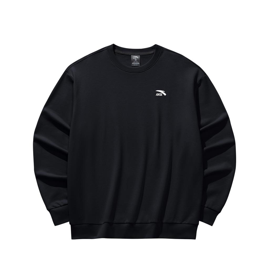 Anta Casual Fashion Trendy Sports Training Couple Knitted Sweatshirt Men sweatshirt Black 952538715-2