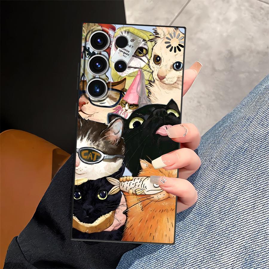 

Funda Phone Cover Case for Samsung Galaxy S26 Ultra S10 S9 S23 S25 Plus S20 Ultra Note 20 8 9 10 S21 FE S24 Cartoon Cat Galaxy S20