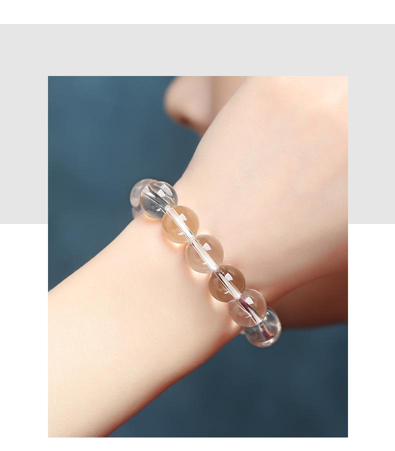 Clear Donghai White Crystal Bracelet - Round Beads, Unisex