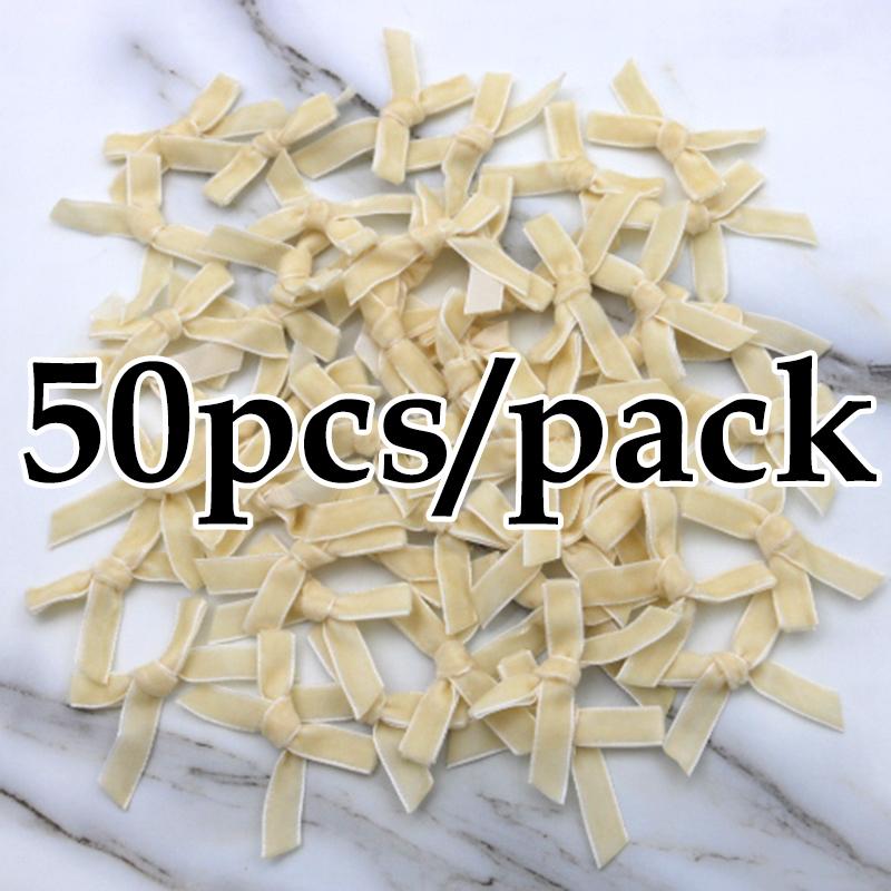 (50 Pcs/pack)5*5cm Velvet Bow Flesh Pink Colourful Ribbon Bows Small Size Polyester Satin Ribbon Bow Flower DIY Craft Decoration