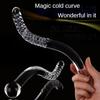 Double Ended Crystal White Pyrex Glass Dildo Artificial Penis Granule Spiral G Spot Massager Adult Game Sex Toys for Woman Gay
