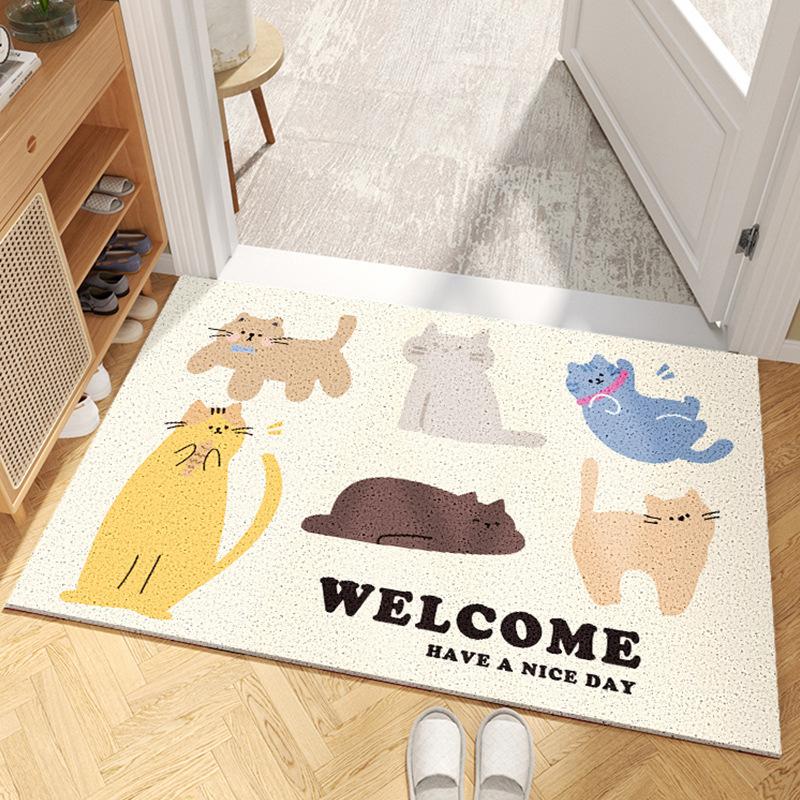 Ins Style Household Entrance Entrance Door Floor Mat, Entrance Door Silk Circle Cartoon Door Foot Mat, Foyer Rubbing Soil Floor Mat