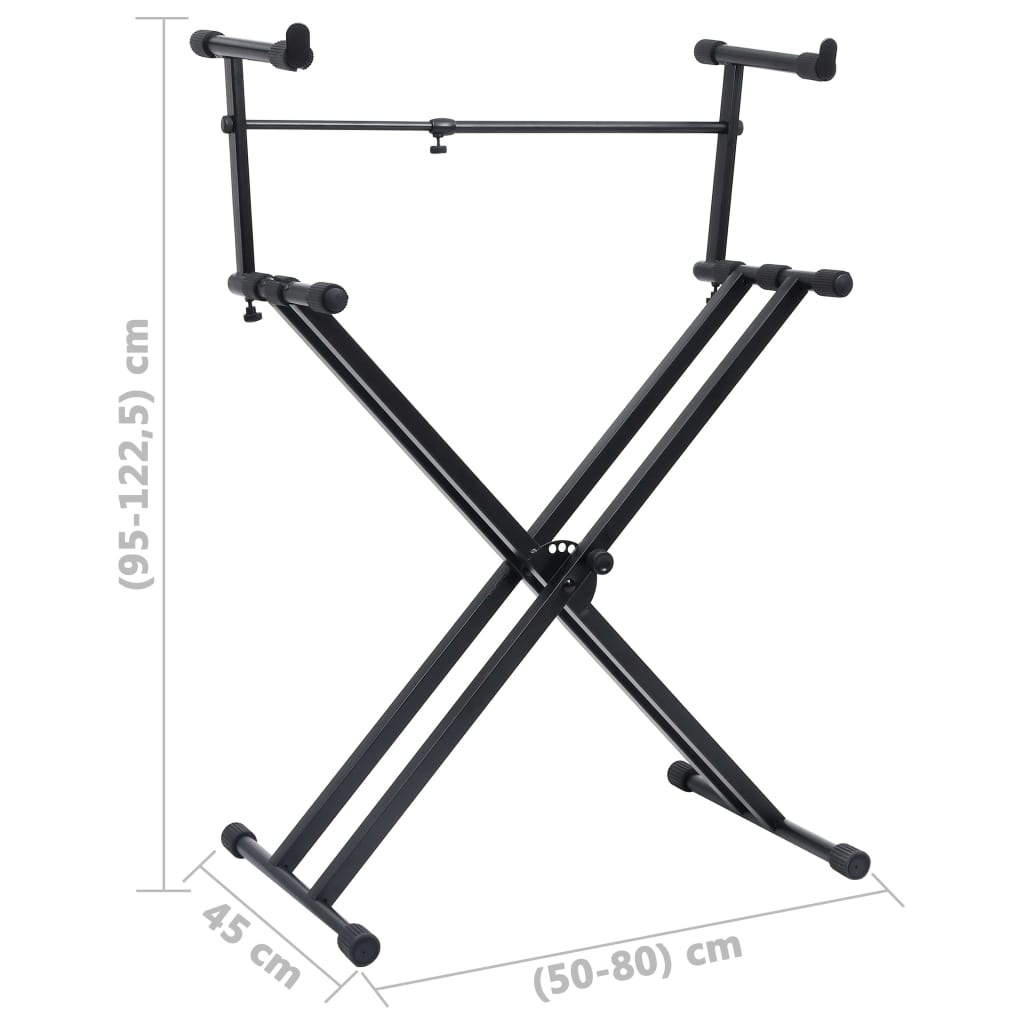 Double Braced Keyboard Stand with X Frame Black