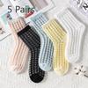 5 Pairs of Women's Summer Super Thin Polka Dot Cotton Sole Anti Hook Embroidered Clear Crystal Stockings
