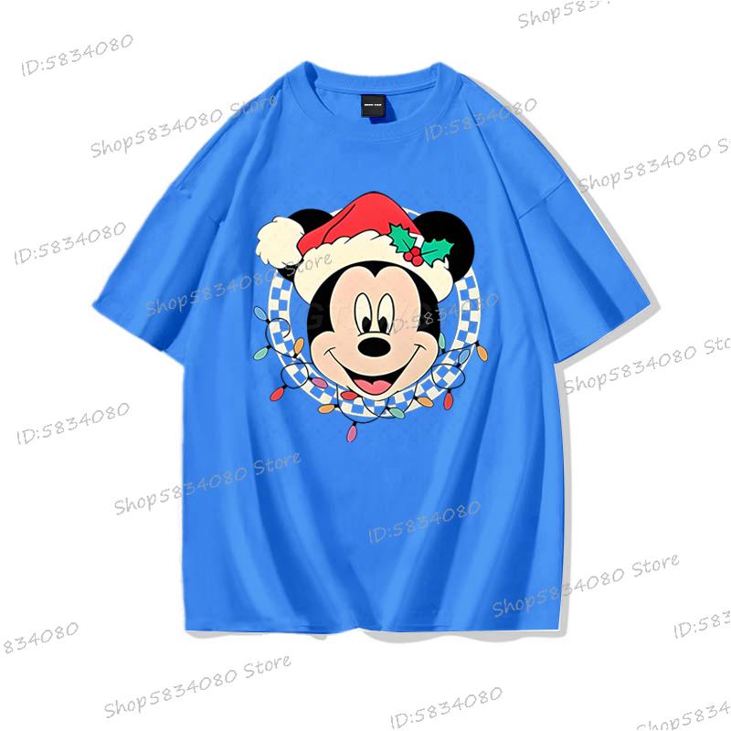 Merry Christmas Party Couples Matching T Shirt Cotton Mickey Minnie Mouse Print Wife Husband Christmas Tee Cartoon Outfits Gifts S