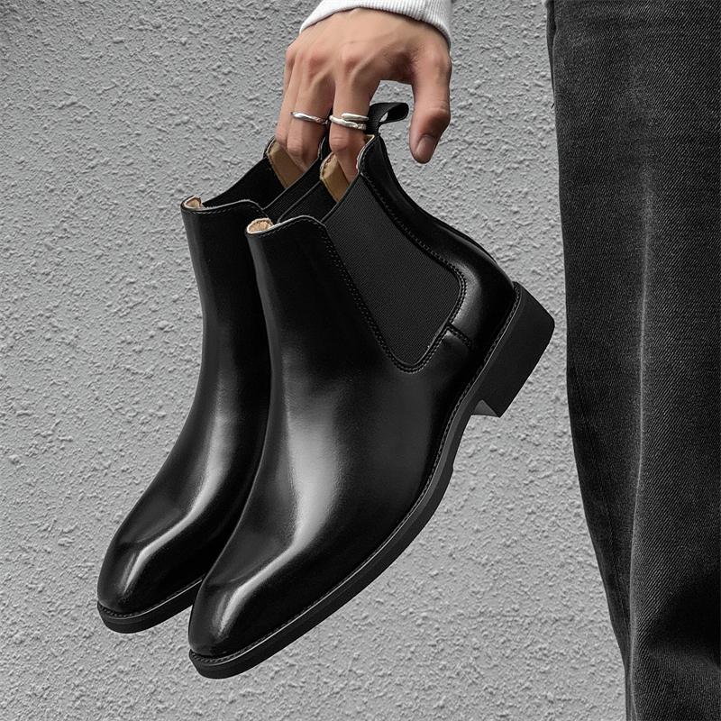 Fashion Fashion Men Casual Leather Chelsea Boots Classic Mens Casual Dress Business Shoes Comfortable Men Ankle Boots Male Slip on Botas