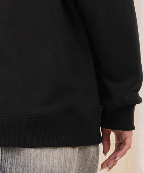 Ellamo French Terry Zipper Pocket Oversized Sweatshirt [Black]