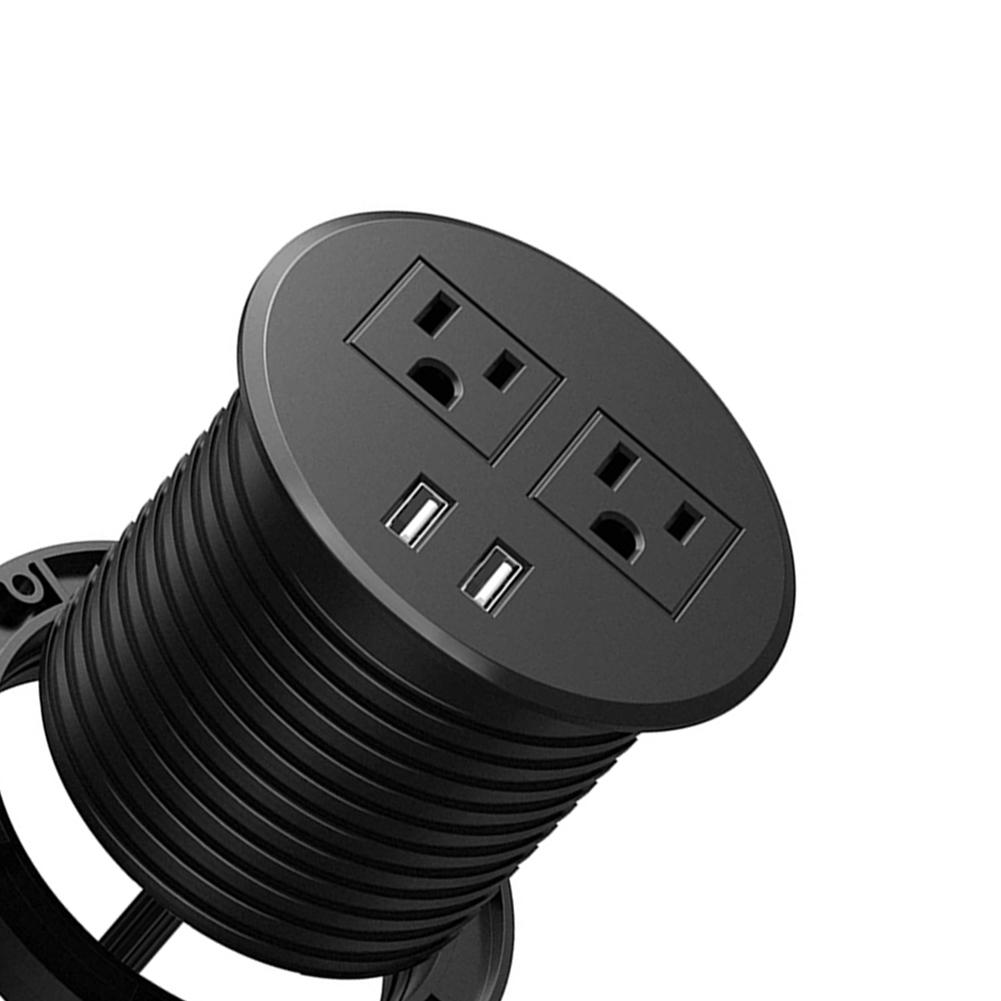 Table Power Grommet Outlet 2M Extension Cord Table Outlets 2 USB/1 USB + PD 18W Type C Ports for Office PC Desk Cable Cord Cover