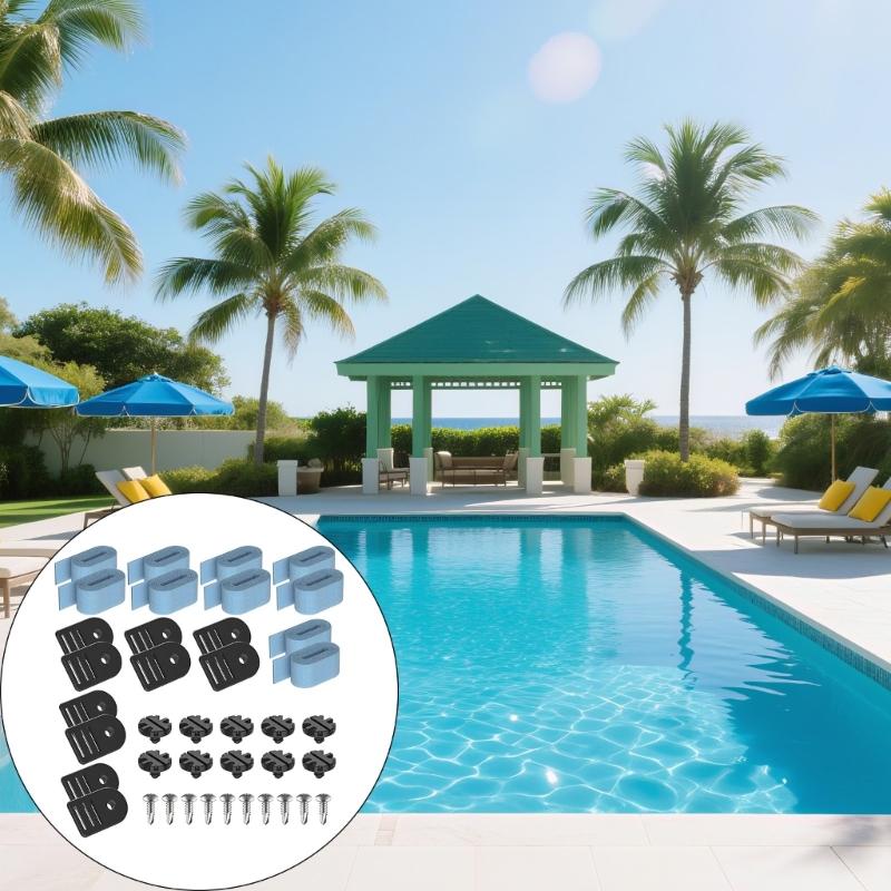 Pool Solar Cover Strap Clip Reel Attachment Set Tube and Solar Cover Fastening Set for Swimming Pool Cover Roller