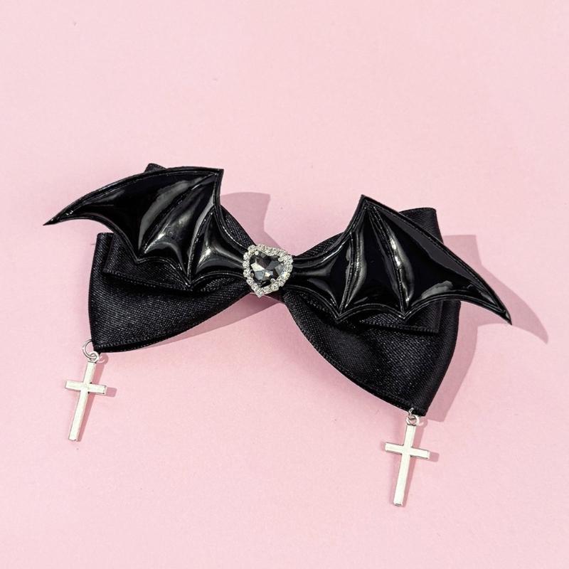 1PC Elegant Bows Hair Clip with Heart Crosses Design Soft Fabric Hairpin For Women Girls Daily Use