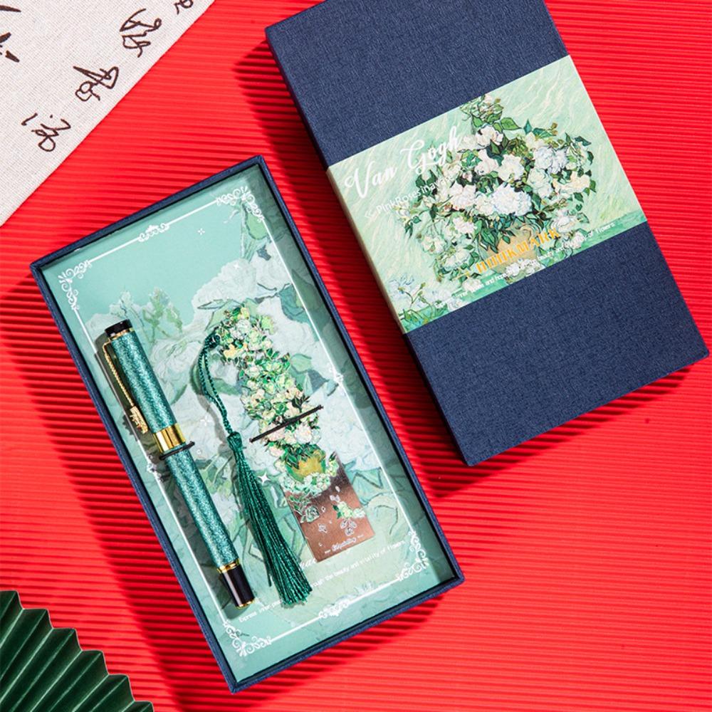 Tassel Pendant Metal Bookmark Metal Floral Painting Bookmark  School Office Supplies