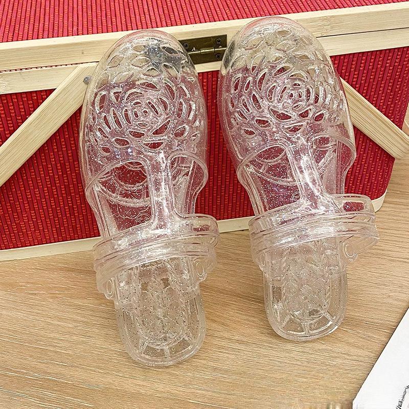 Fashion New Bag Head Slippers Summer Hollow Crystal Cool Slippers Women's Wear Beach Sandals Wholesale