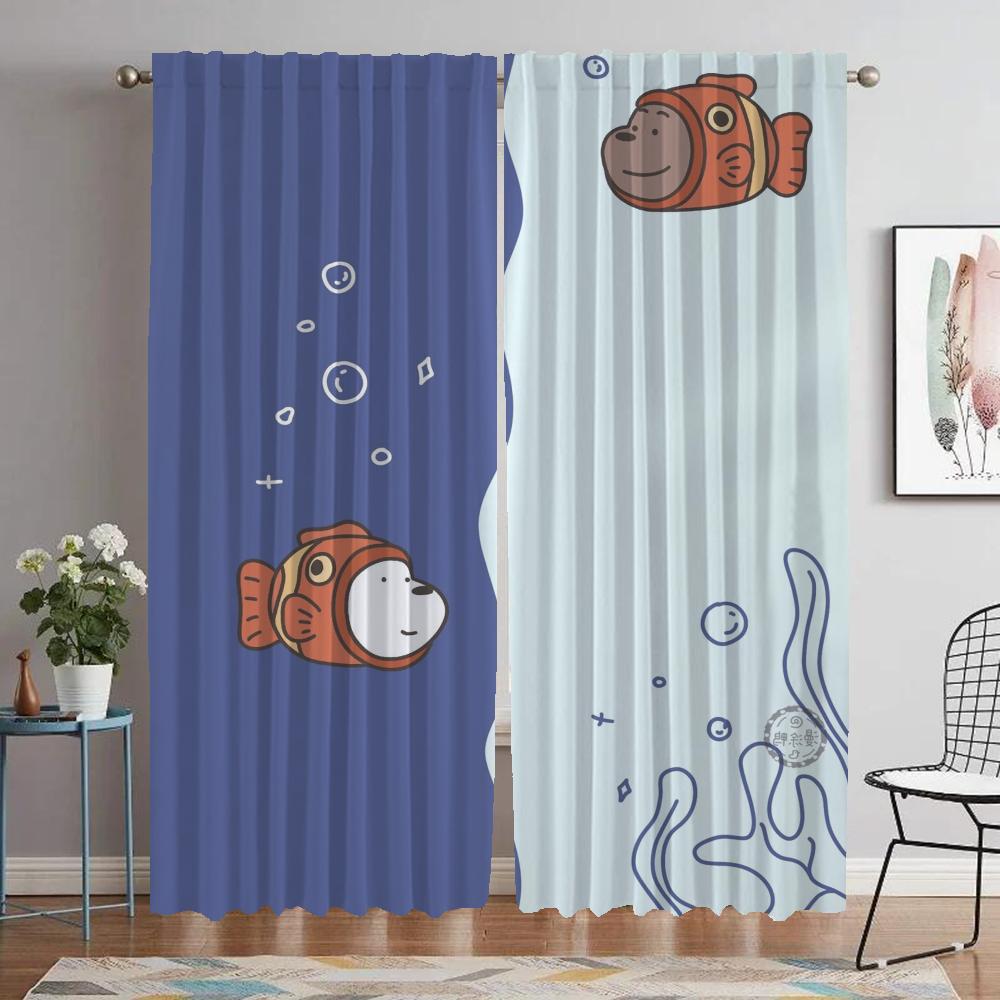 Cute Bare Modern Living Room Curtains for Camera Partition Anti-mosquito Curtains 2 Pieces Window Curtain Halloween Decoration