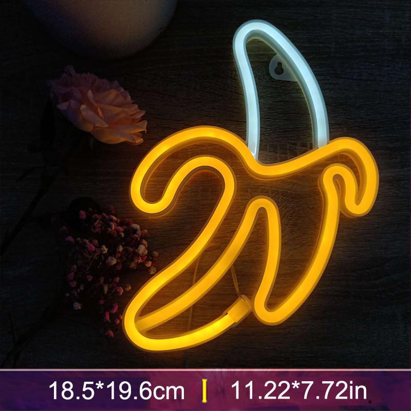 Banana Sign Neon Light Lamp For Bedroom Wall Led Lights 3D Art Neon Tape Lamp Sleeping Night Lights 5v Usb AA Battery