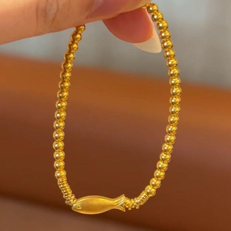 

Fashion Small Fish Round Bead Bracelets for women Light Luxury Charm bangles Party Wedding Popular fine золотий
