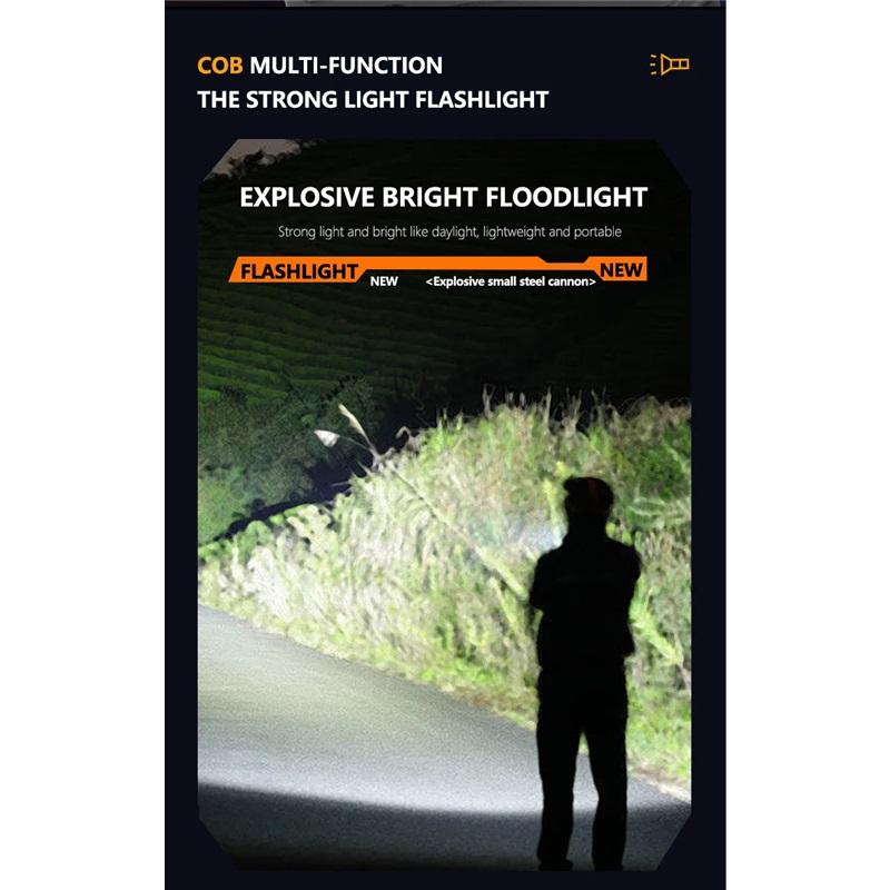 High Power Mini Led EDC Flashlight COB 1200mAh USB Rechargeable Torch Lamp Portable Magnetic Digital Display Work Light