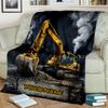 1PC Custom Name "Excavator Action" Flannel Blanket Versatile,all-season Throw Suitable for the Living Room,bedroom,camping,travel,and Gift