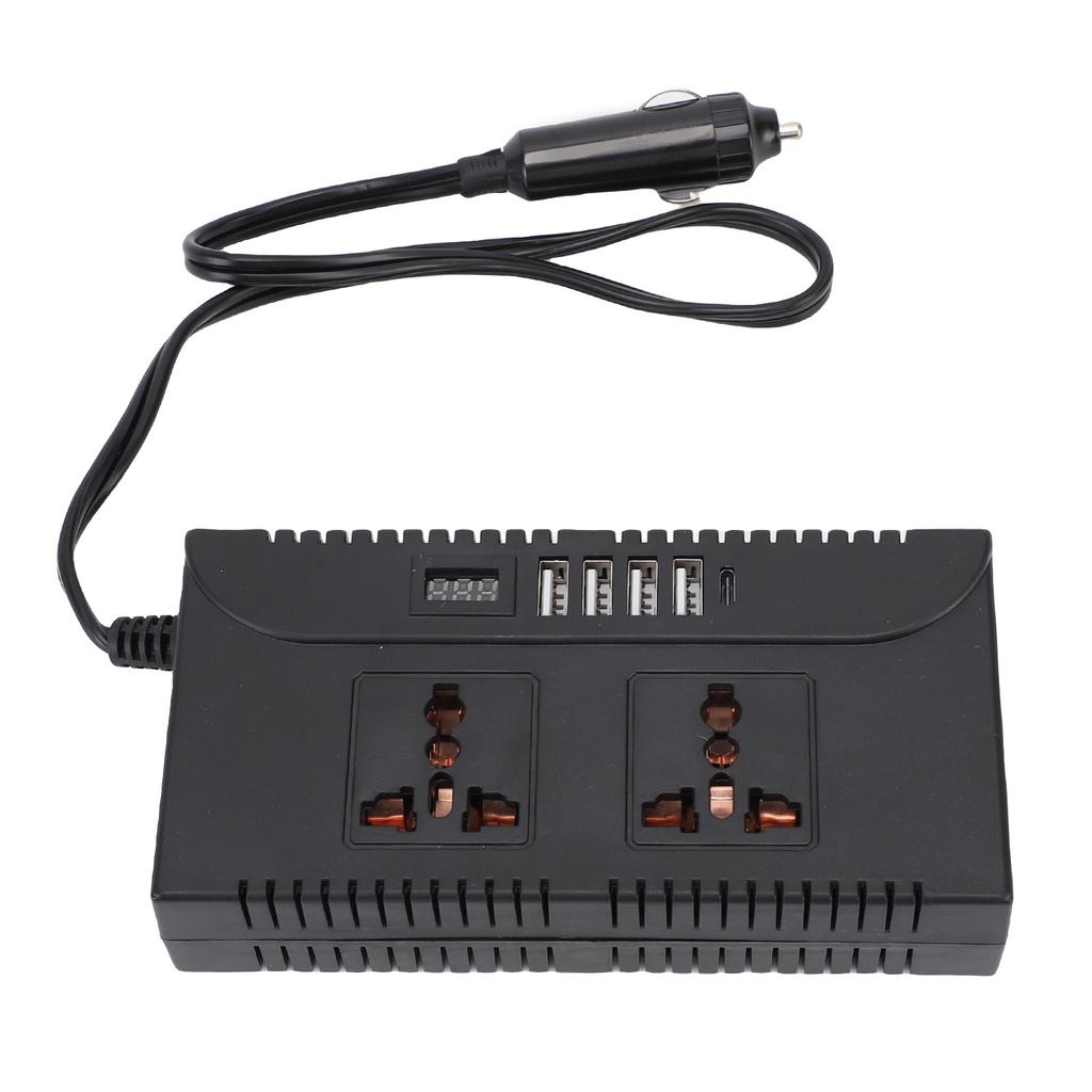 Car Inverter DC12V 24V To AC220V 110V 150W with Digital Display 2 Sockets 5 USB Ports 1 Cigar Socket PD 25W QC 20W Fast