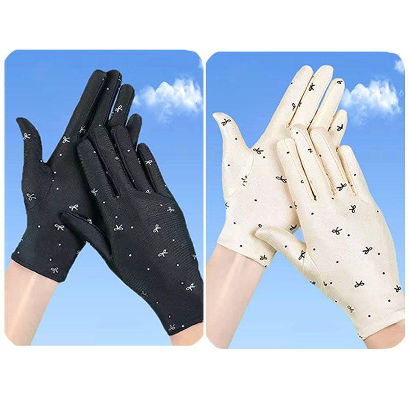 

Spring, Summer, Autumn High-Elastic Dancing Fabric Women s Sunscreen Gloves Black + beige [2 pairs]] All yards