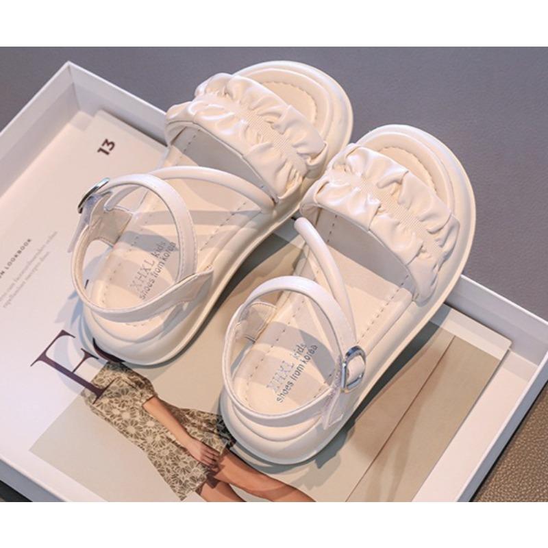 Summer Girls Sandals Silver Soft-Sole Princess Shoes Breathable Beach Footwear for Little Girls Older Kids