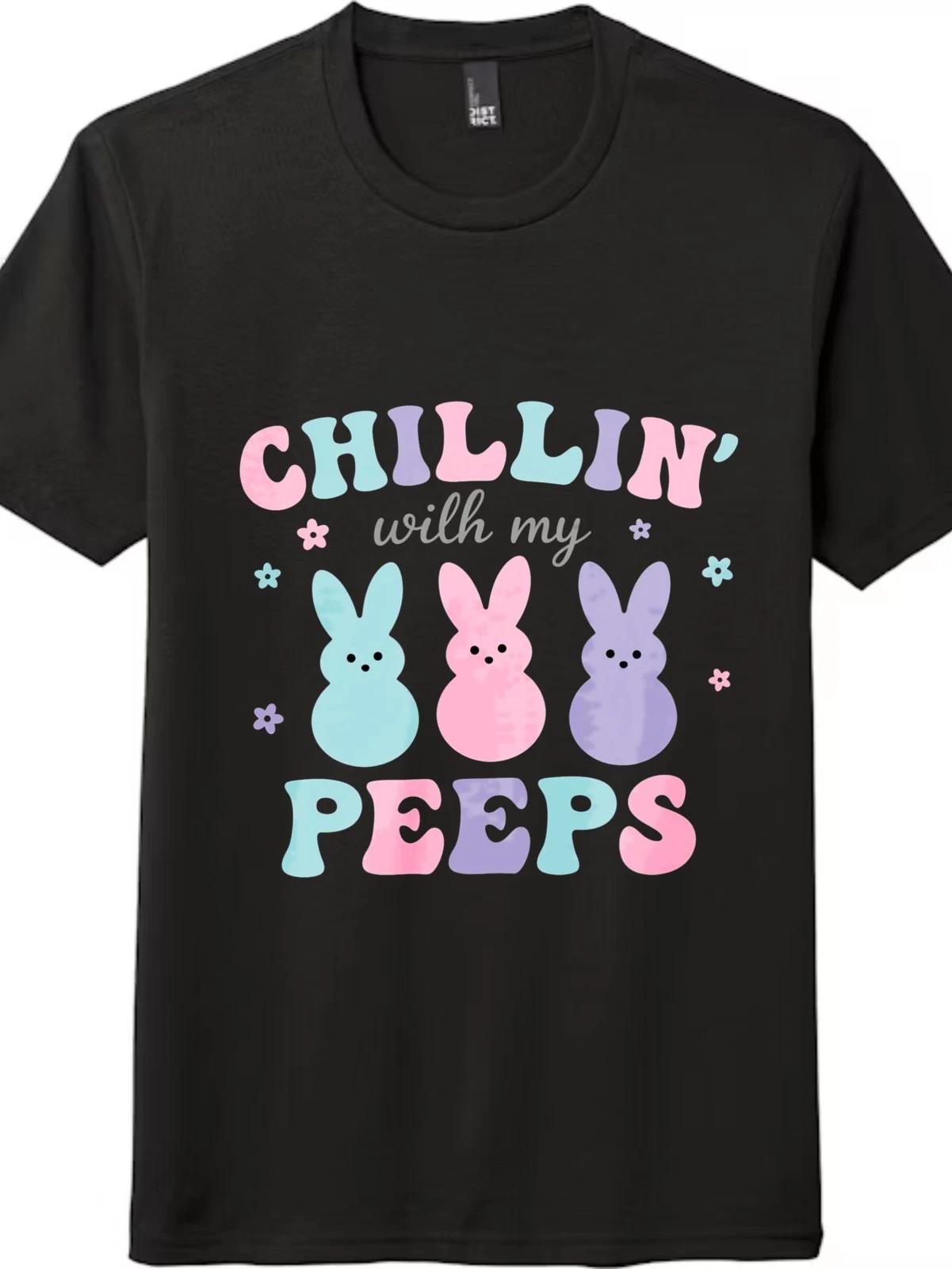 

Easter Family Gathering T-Shirt-Bunny Peeps Unisex Graphic Tee Free Shipping 4XL