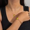 Tennis Element Cross Pendant Necklace, Trendy and Personalized Layered Bracelet Set