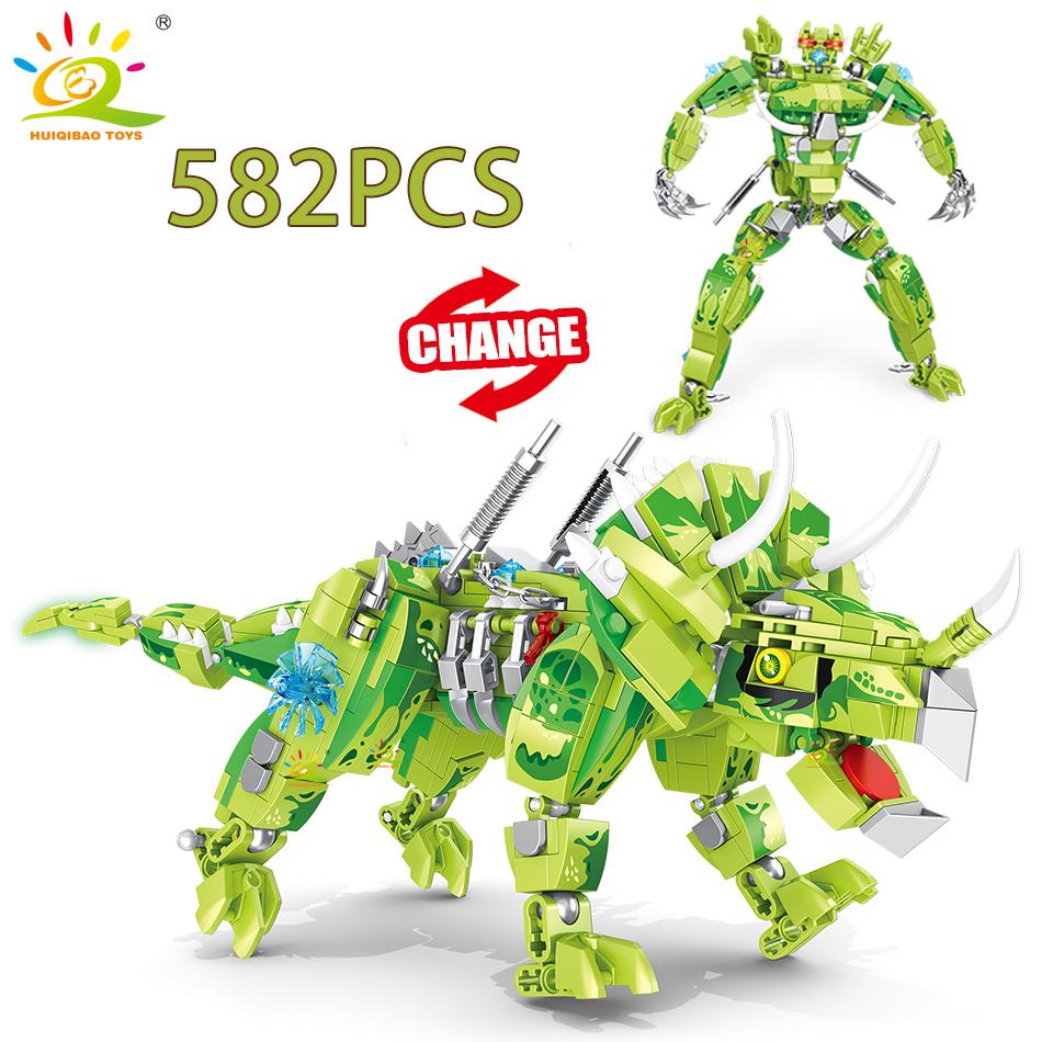 HUIQIBAO 2v1 Svět Jurských Dinosaurů Stavebnice Město Triceratops Velociraptor Dino Park Kostky Dětská Hračka