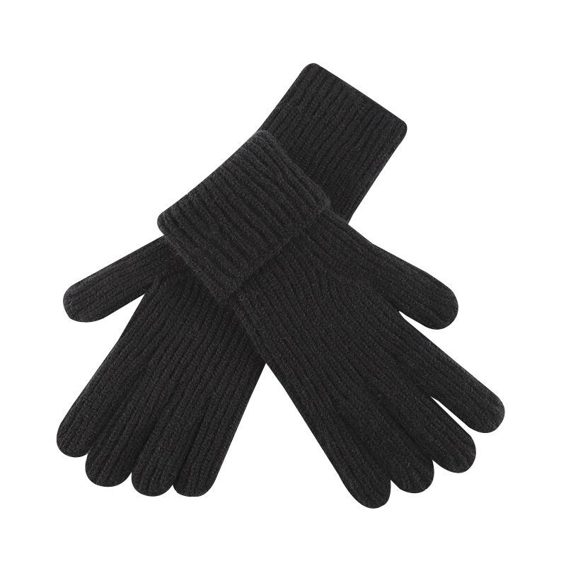 Liebe warme iwarme einfarbige Wolle kältefeste und warme Strickhandschuhe Winter Zeigefinger Hohlfinger Touchscreen-Handschuhe