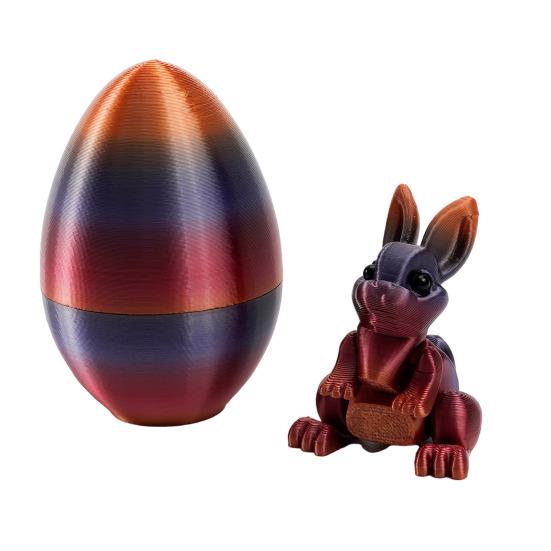 3D-gedruckte Ostereier mit Hase darin, bewegliche flexible Fidget-Hasenspielzeuge, Osterkorb