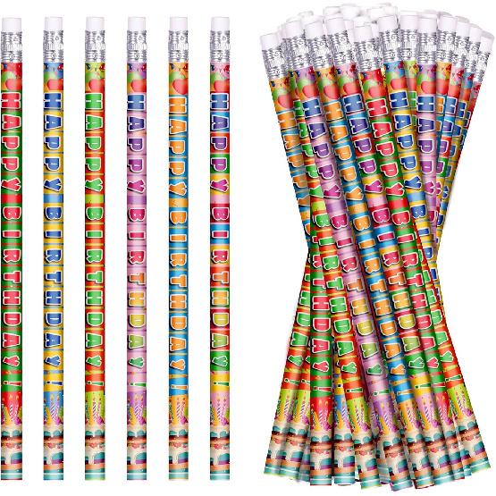 Birthday Pencils Happy Birthday Pencil for Students Birthday Pencils with Erasers Birthday Pencils for Teacher Classroom Birthday Party Supplies, 6
