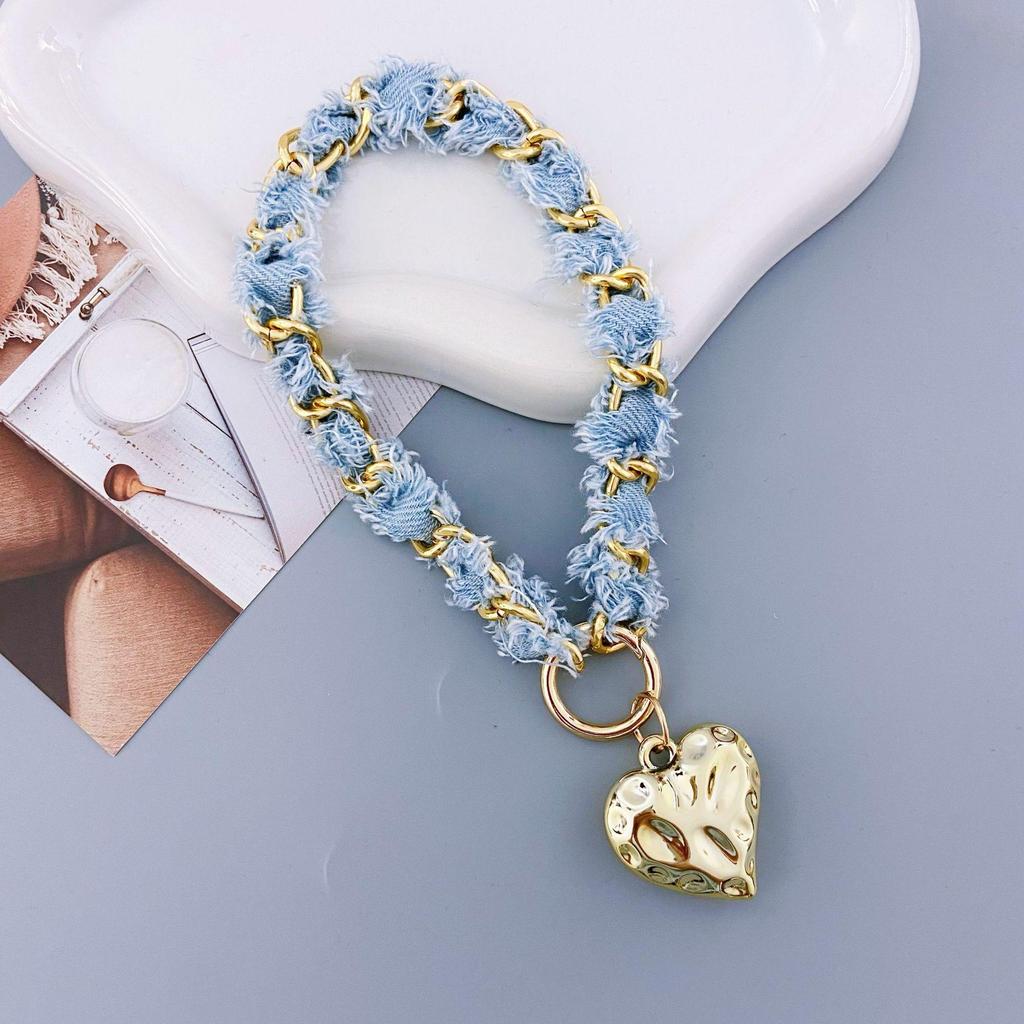 Trendigt Denimmönstrat Kedjearmband med Hänge för Telefoner & Väskor