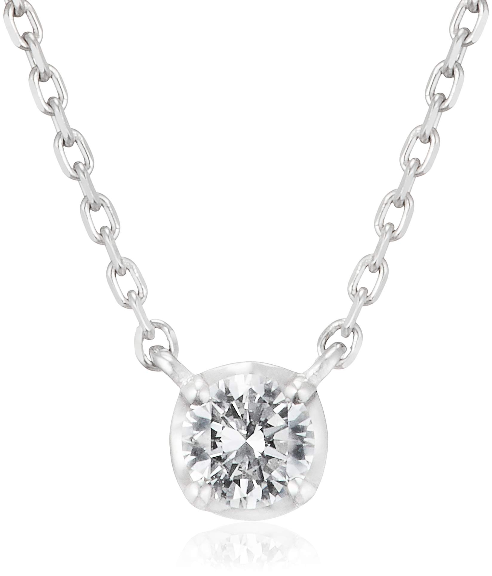 

K18 White Gold Necklace Single Diamond Motif 111731123205 [Official] 4℃ (Yondo Sea) Approx. 0.1ct