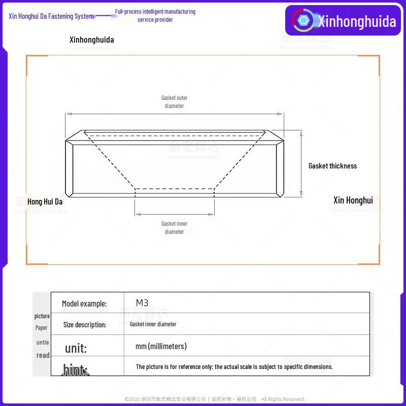 Purple Aluminum Alloy Conical Countersunk Screw Washer, Large Diameter, Available in M2.5, M4, M5, M6, M8 Sizes.