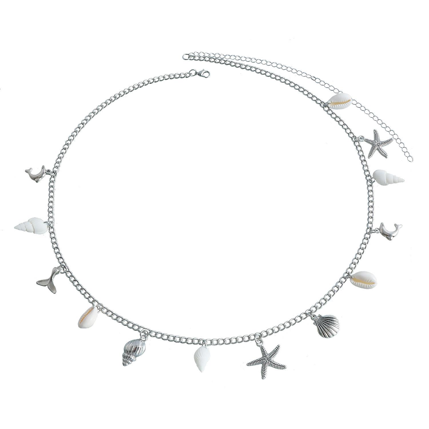 

European and American jewelry, ocean beach wind shell starfish conch pendant waist chain body chain waist accessories women