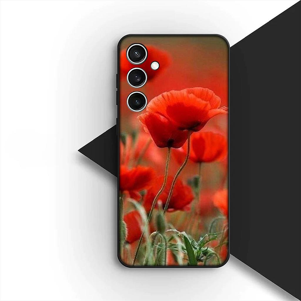 Cover for Apple iPhone 12 13 Pro XS Max Mini ProMax X XR Air 13Pro Casing Phone Case Red P-Poppys Flower Bloom Elegant