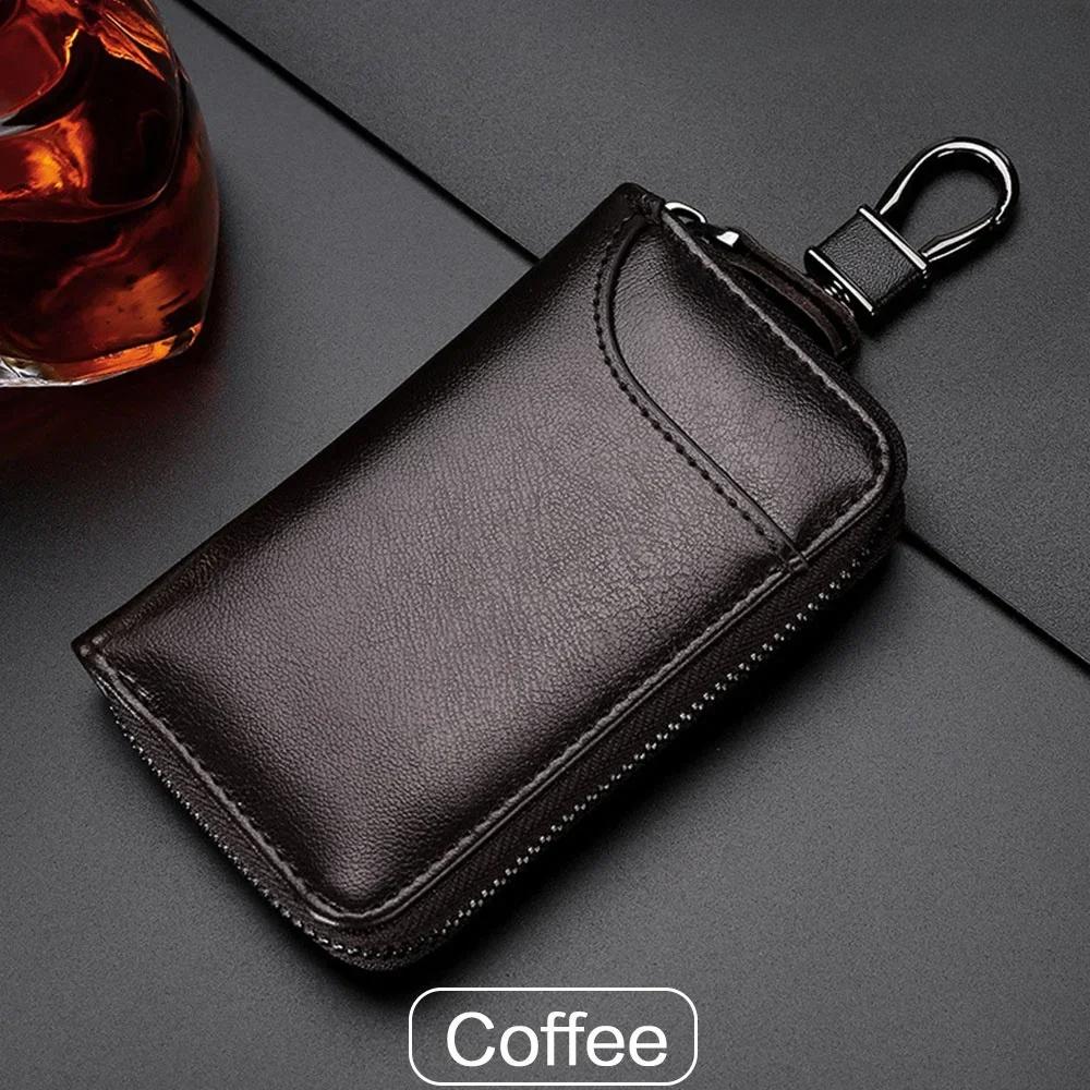 Leather KeyChain Unisex Key Bag Multifunction Organizer Wallet Holder Smart Housekeeper Car Small Key Case Keys Pouch