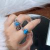 Celebrity Hong Kong Style High-End Egg-Type Turquoise Open Ring Light Luxury Niche Design Temperament Stacked With Personalized Rings