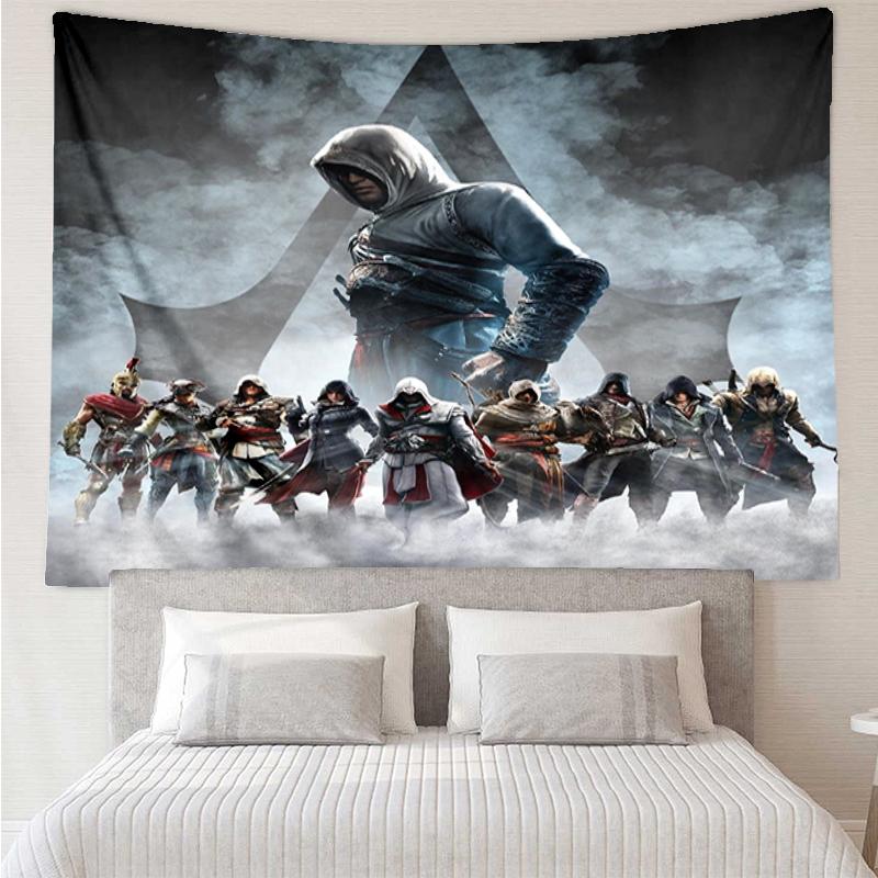 Tapeçaria com Estampa de Assassin's Creed, Fundo, Montagem Fácil, Ideal para Quarto, Escritório e Sala de Estar, com Decoração Estética para Pendurar na Parede.