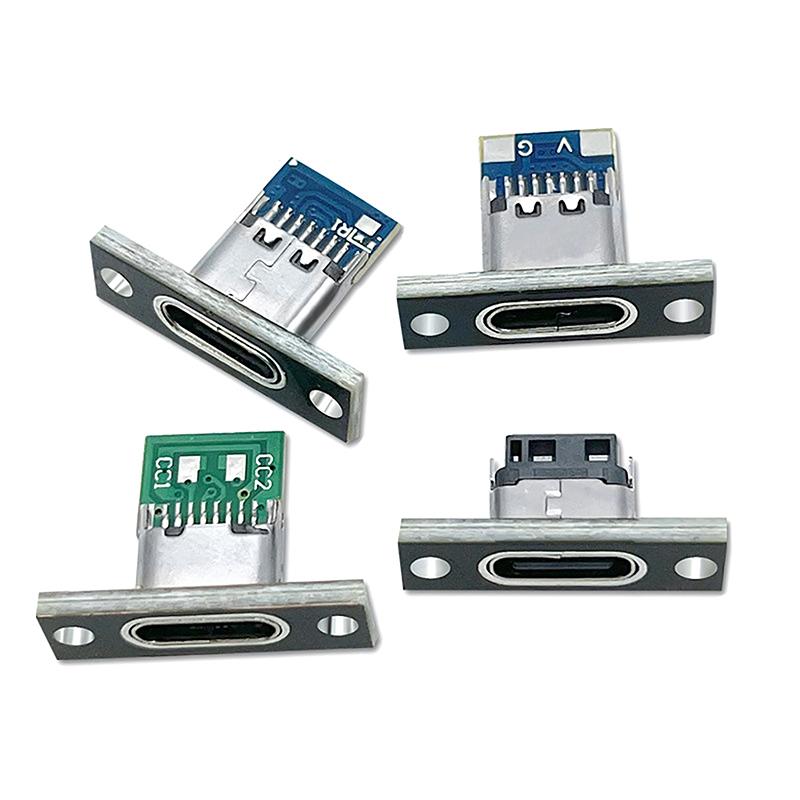 1Pcs Type-C Female Connector Jack Charging Port Usb 3.1 Type C Socket With Fixing Plate