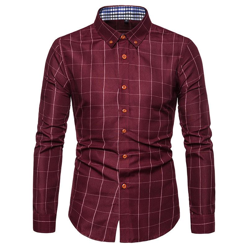 Men's Plaid Print Long Sleeve Button Up Shirts Slim Fit Casual Business Formal Dress Shirt Business Work Shirt for Men Breathable Soft Shirts