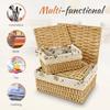 3Pcs Rattan Woven Storage Basket Stackable Food Towels Clothing Basket Cosmetic Rectangular Storage Box Home Kitchen Supplies