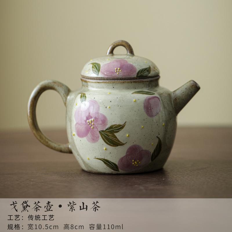 

Hand-painted Wisteria Camellia Teapot Vintage Tea Infuser Pot Tea Maker Kettle With Ball Hole For Tea Accessories Collection