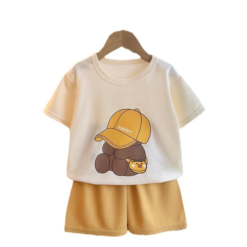 Letnie komplety z krótkim rękawem dla dzieci: Nowe Oddychające Casualowe Stroje w Koreańskim Stylu dla Chłopców i Dziewczynek